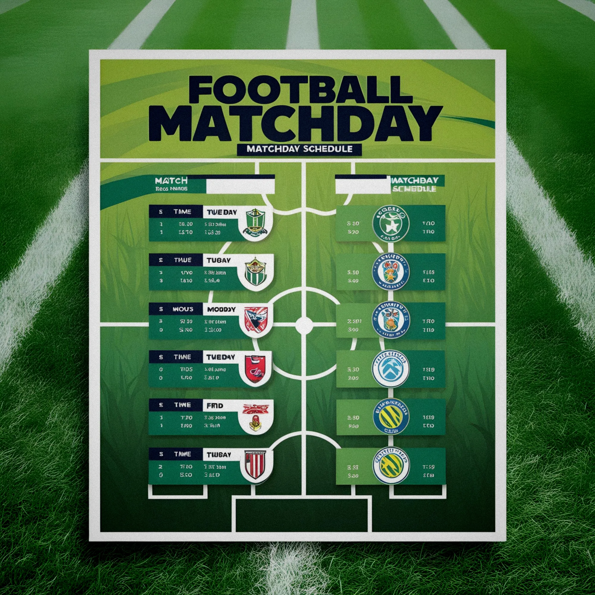 Calendrier affiché dans un vestiaire de club de football amateur avant la nouvelle saison