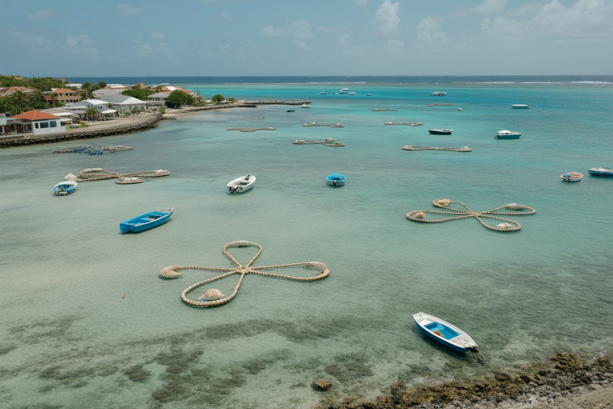 Bouillante pose 63 mouillages en coquilles de lambis recyclées : une première en Guadeloupe