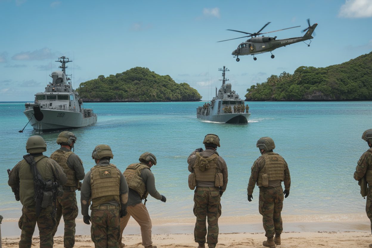 Makemo : 320 soldats français et douze armées alliées testent l'aide aux atolls polynésiens Makemo : 320 soldats français et douze armées alliées testent l'aide aux atolls polynésiens