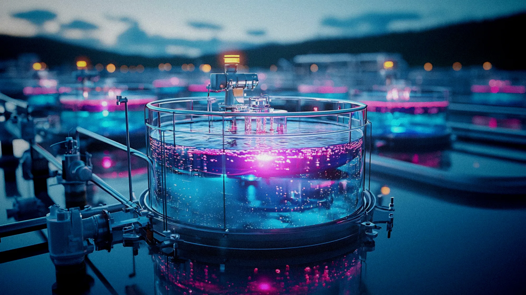 Île tropicale dotée de panneaux solaires et installations technologiques modernes pour le dessalement d'eau de mer