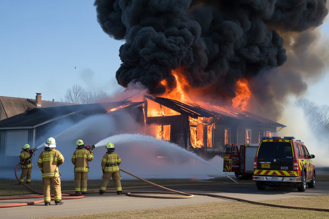 Saint-Martin-le-Beau : une maison détruite par les flammes, 44 pompiers mobilisés Saint-Martin-le-Beau : une maison détruite par les flammes, 44 pompiers mobilisés