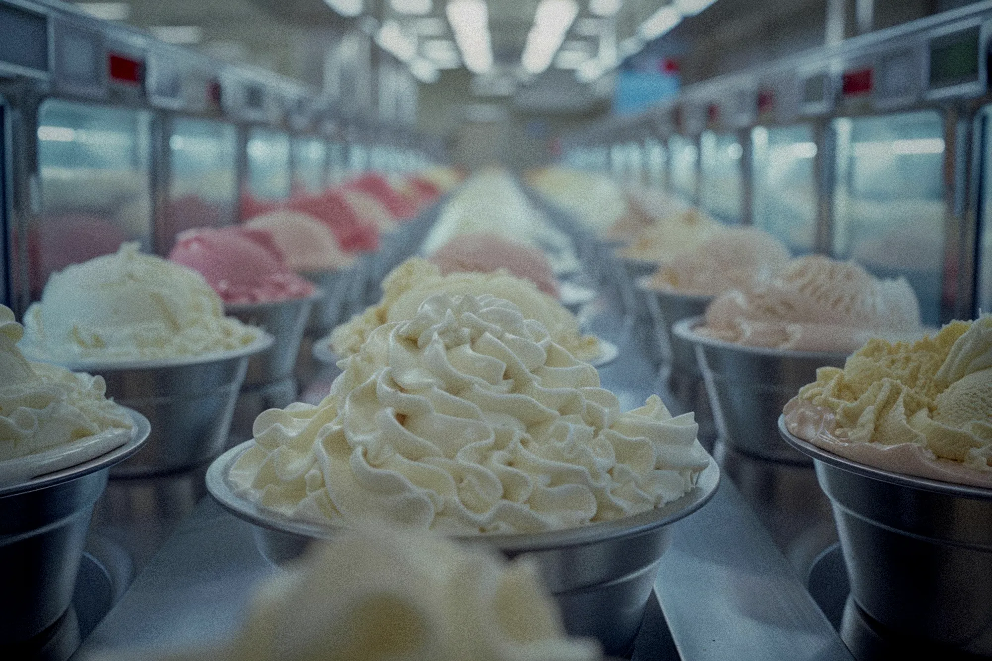 Une chaîne de production moderne fabrique des pots de crème glacée dans une usine industrielle française
