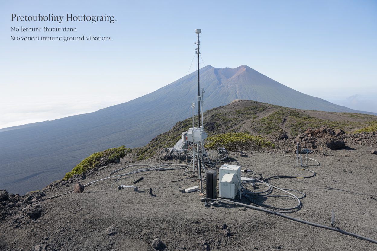 109 séismes sous la Pelée en une semaine : l'activité volcanique ralentit mais l'alerte jaune reste active Instruments de surveillance sismique installés sur les pentes d'une montagne volcanique