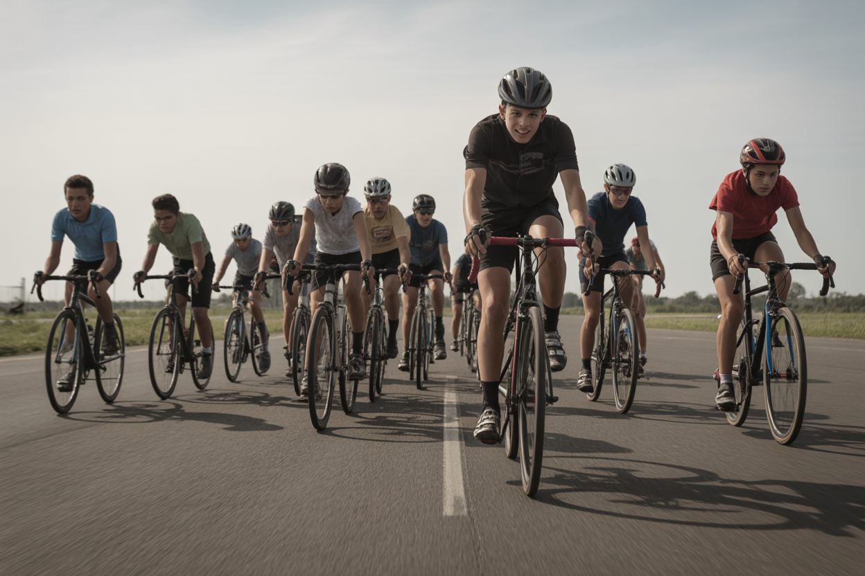 19 coureurs du Grand Est filent aux Championnats de France à Chantonnay Jeunes cyclistes en peloton lors d'une épreuve de route