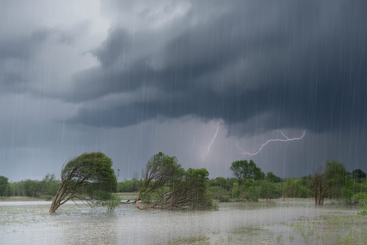 Maroc : orages violents, grêle et rafales sur plusieurs provinces le 10 août Ciel chargé et pluies torrentielles lors d'une tempête violente avec rafales de vent
