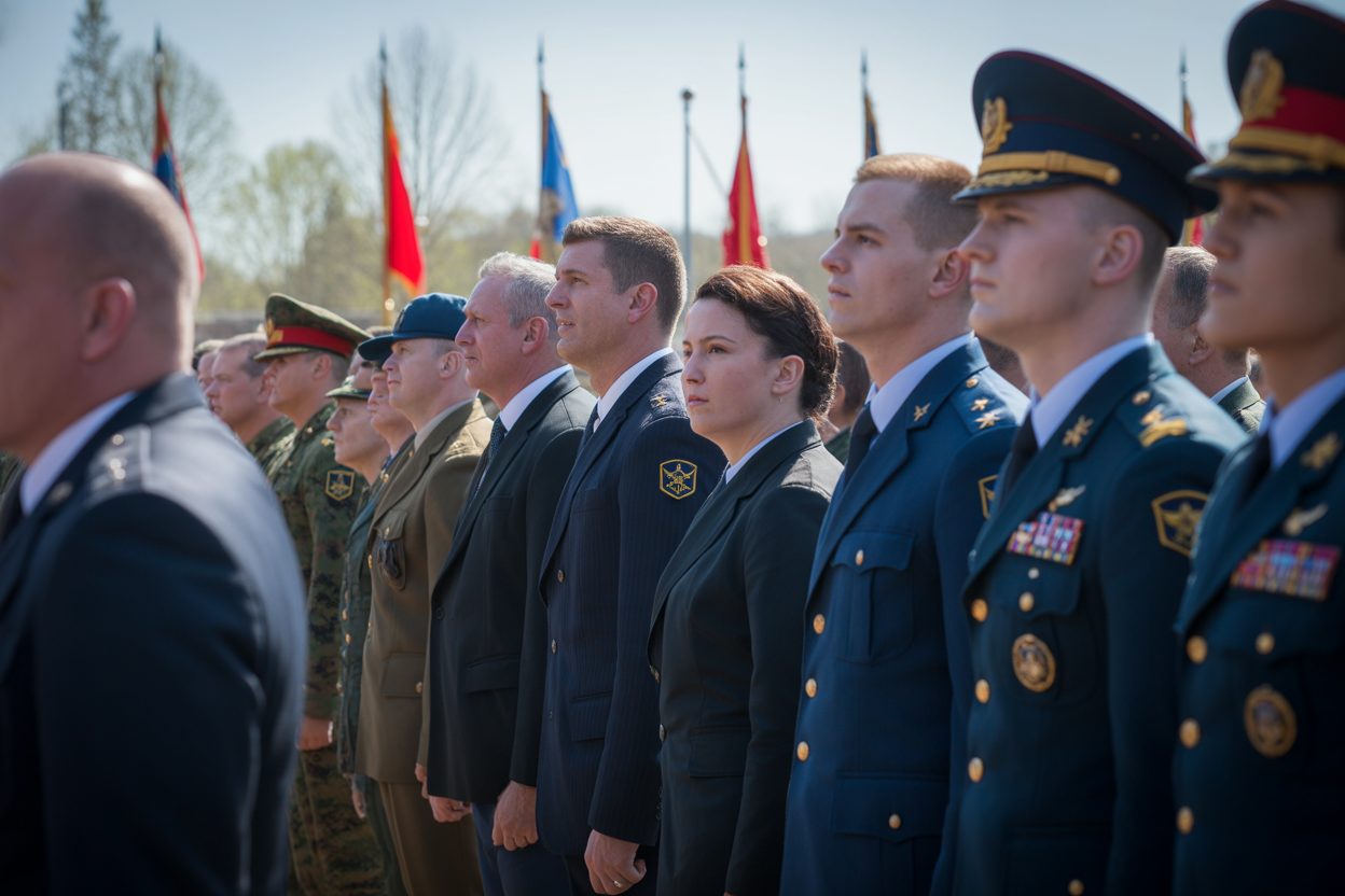 Militaires en uniforme lors d'une cérémonie officielle des forces armées