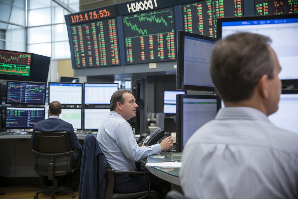 CAC 40 : record à 8 666 points porté par TotalEnergies, STMicroelectronics et la chute du pétrole Écrans de cotation boursière affichant courbes et données financières en temps réel