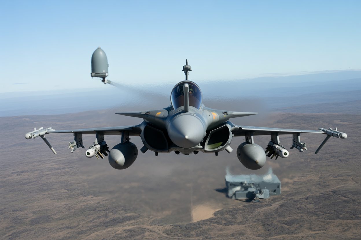 Combat électronique collaboratif : Dassault et Harmattan AI font localiser un radar à 40 km par drone avant frappe du Rafale