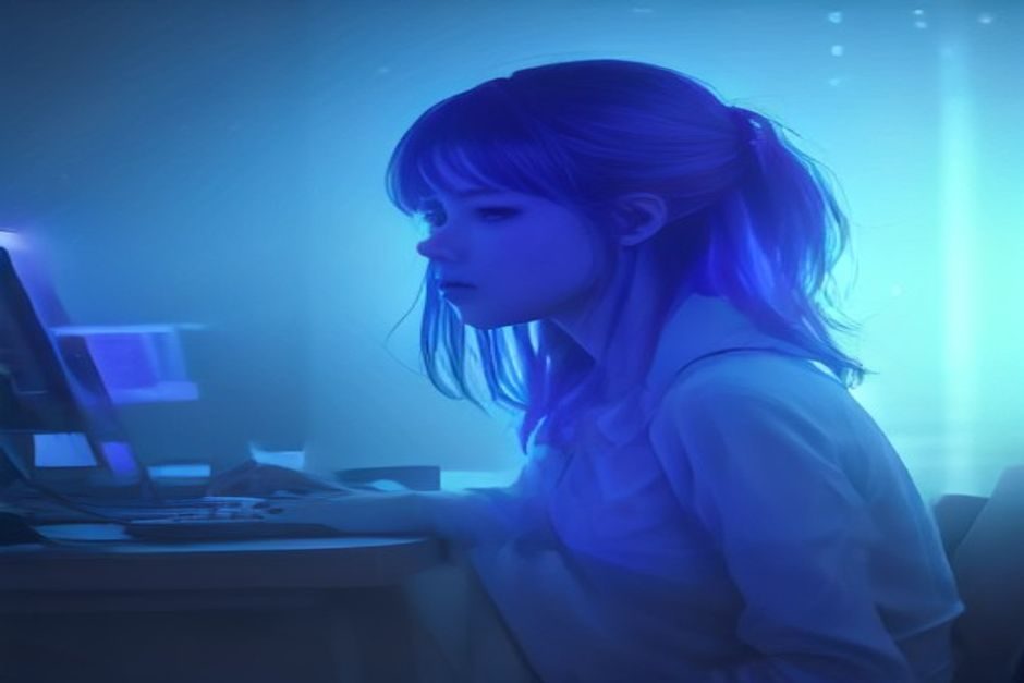 En Corée du Sud, des entreprises recréent l'image et la voix des défunts pour 370 euros et trois jours de délai Écran d'ordinateur affichant un avatar numérique luminescent dans une ambiance technologique