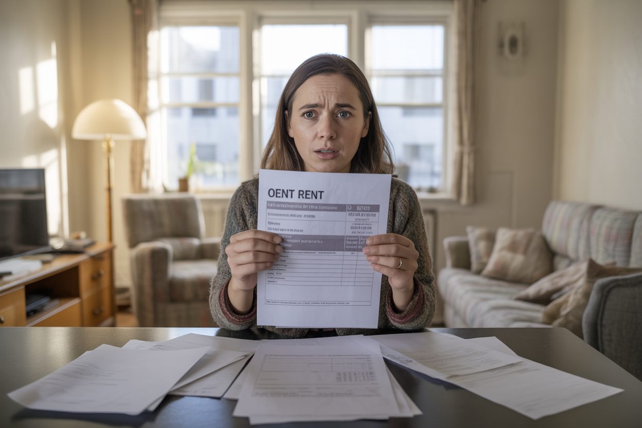 En Île-de-France, 42 % des retards de loyer : le seuil de 800 euros franchi en mai 2026 Avis de retard de loyer posé sur une table dans un logement modeste