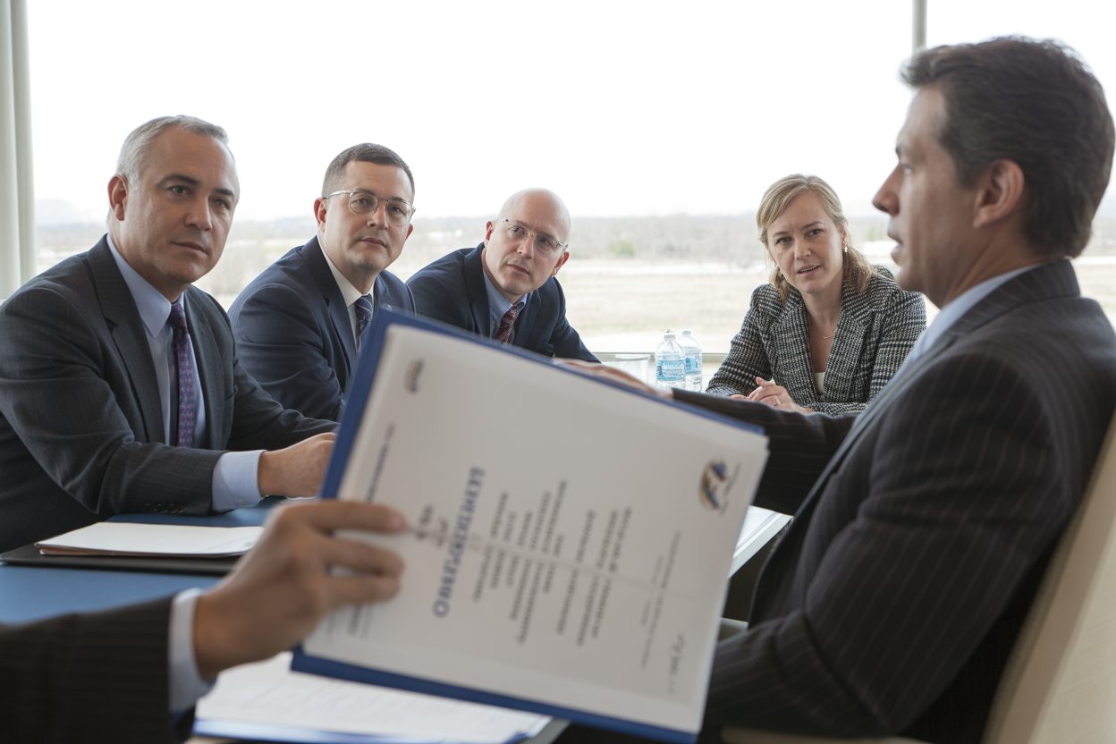 Grand Est : 163 millions d'euros de prêts pour 530 entreprises, la Région accélère le dispositif Réunion officielle entre élus et représentants économiques autour d'une table de conférence