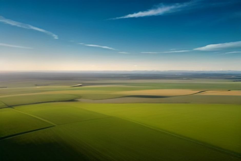 Éoliennes et panneaux solaires dans un paysage rural ensoleillé