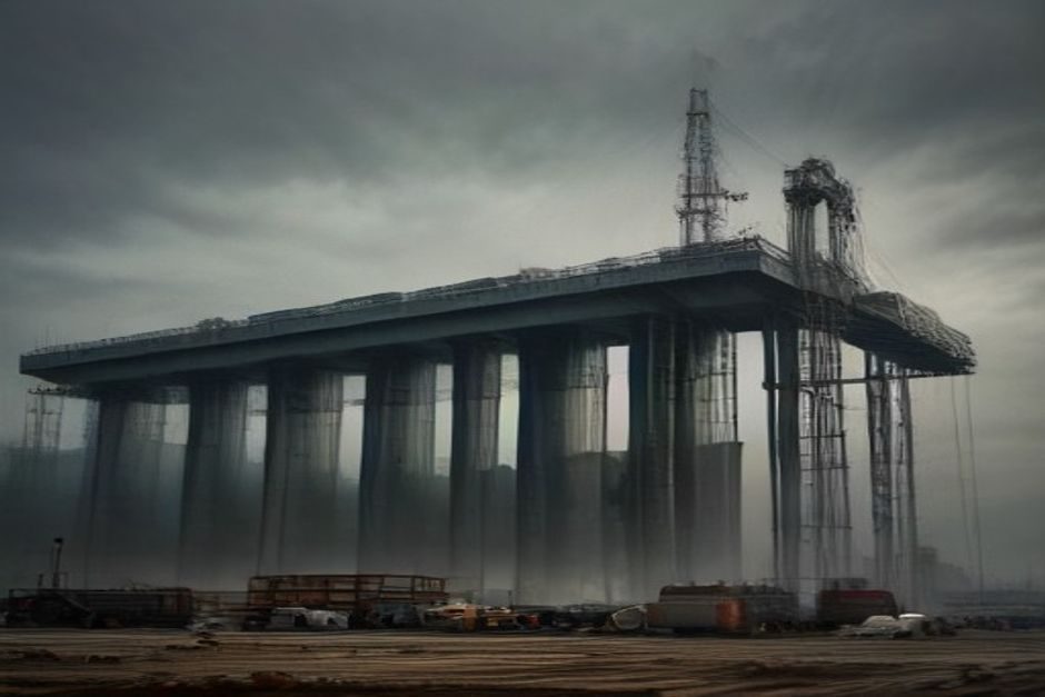 Gravelines : EDF obtient le feu vert pour démarrer les travaux des EPR2, 72,8 milliards d'euros en jeu Chantier de construction industrielle avec engins et ouvriers en équipement de sécurité
