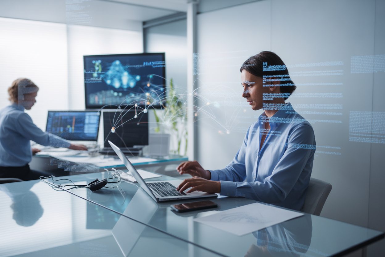 IA : Mistral AI, AMI Labs et Snowflake propulsent 10 nouveaux milliardaires français au classement 2026 Espace de travail technologique moderne avec écrans affichant des données numériques et visualisations informatiques