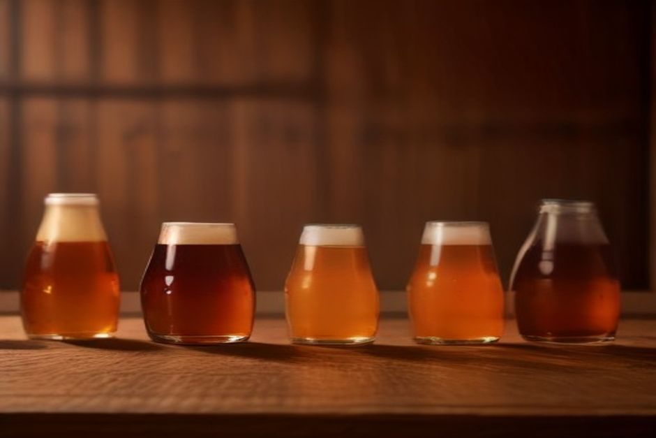 Les brasseurs des Hauts-de-France décrochent 79 médailles aux World Beer Awards 2026 Bouteilles de bière et verres remplis exposés sur une table en bois, avec des médailles d'honneur