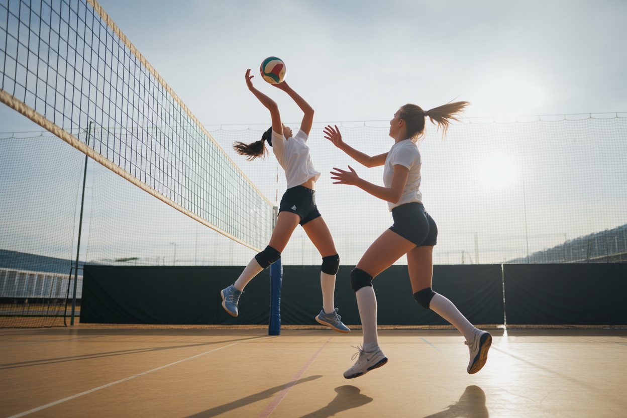 Les volleyeurs de Wallis-et-Futuna décrochent leur double qualification pour Tahiti 2027 Joueuses de volley-ball en action lors d'un match, l'une frappant le ballon en suspension