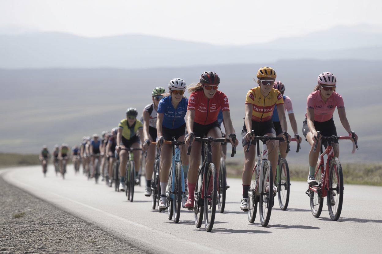 Mont Ventoux : Reusser mène de 12 secondes sur Vollering, une échappée de 11 coureuses à 3 minutes, le duel pour le jaune se joue dans trois heures Onze coureuses cyclistes en échappée sur une route de montagne, distançant progressivement le peloton