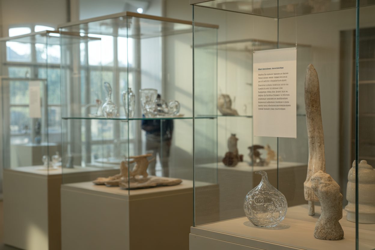 Musée Lalique : pas de réouverture en août, le site reste fermé après le braquage à 4,5 millions d'euros Galerie de musée avec vitrines exposant des objets en verre et sculptures décoratives