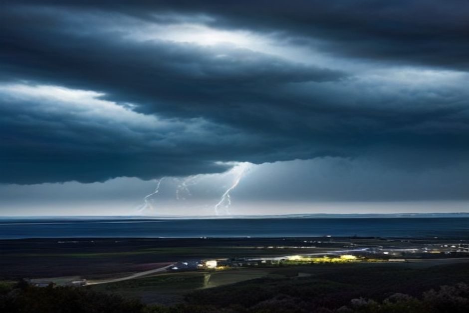 Orages en Corse : vigilance jaune sur les deux départements ce mardi 18 août Ciel orageux avec nuages sombres et menaçants au-dessus d'un paysage méditerranéen