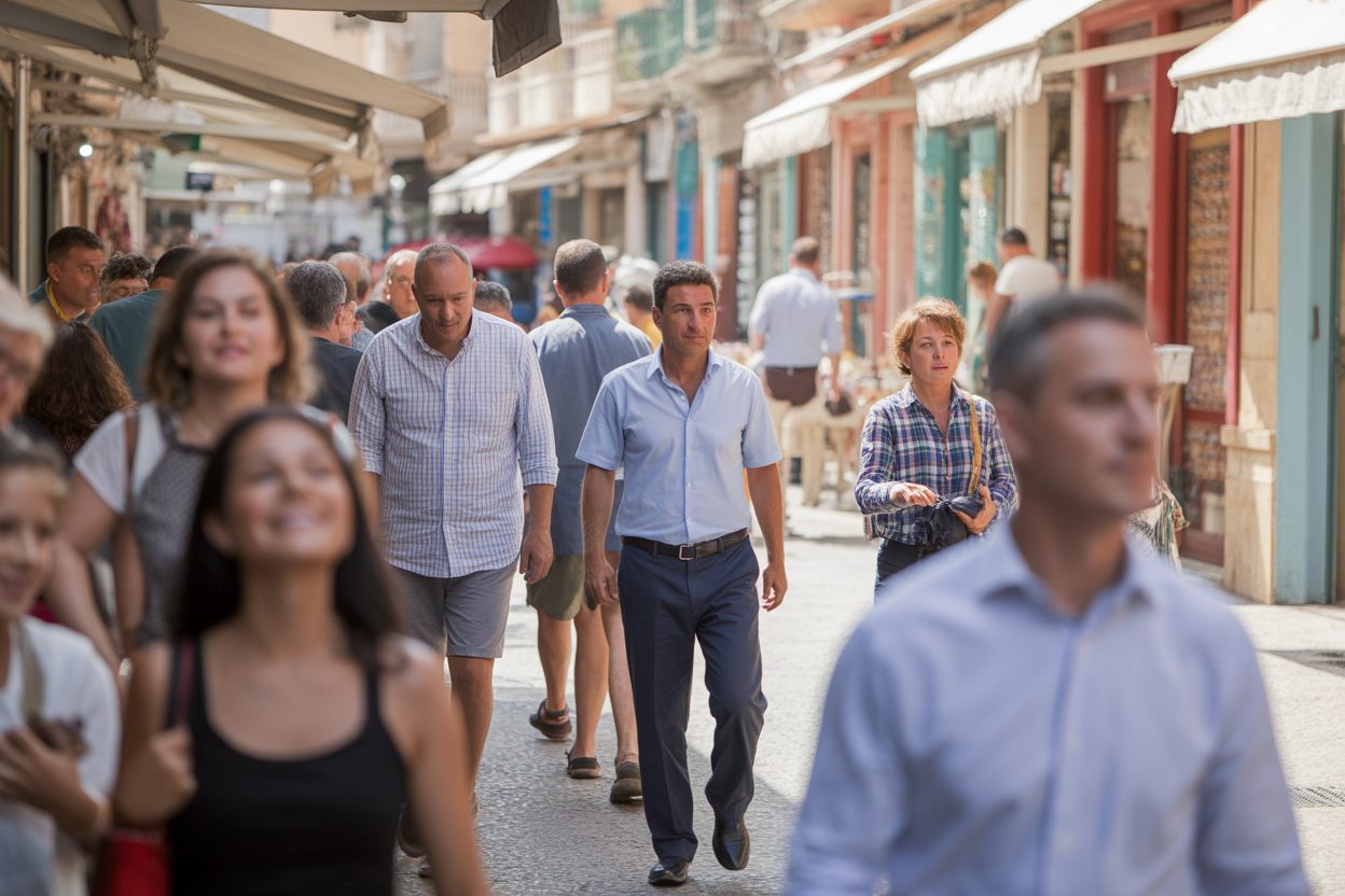 Provence-Alpes-Côte d'Azur : une croissance à 0,2 % au troisième trimestre selon la Banque de France Activité commerciale dans une rue marchande ensoleillée, avec passants et devantures de boutiques