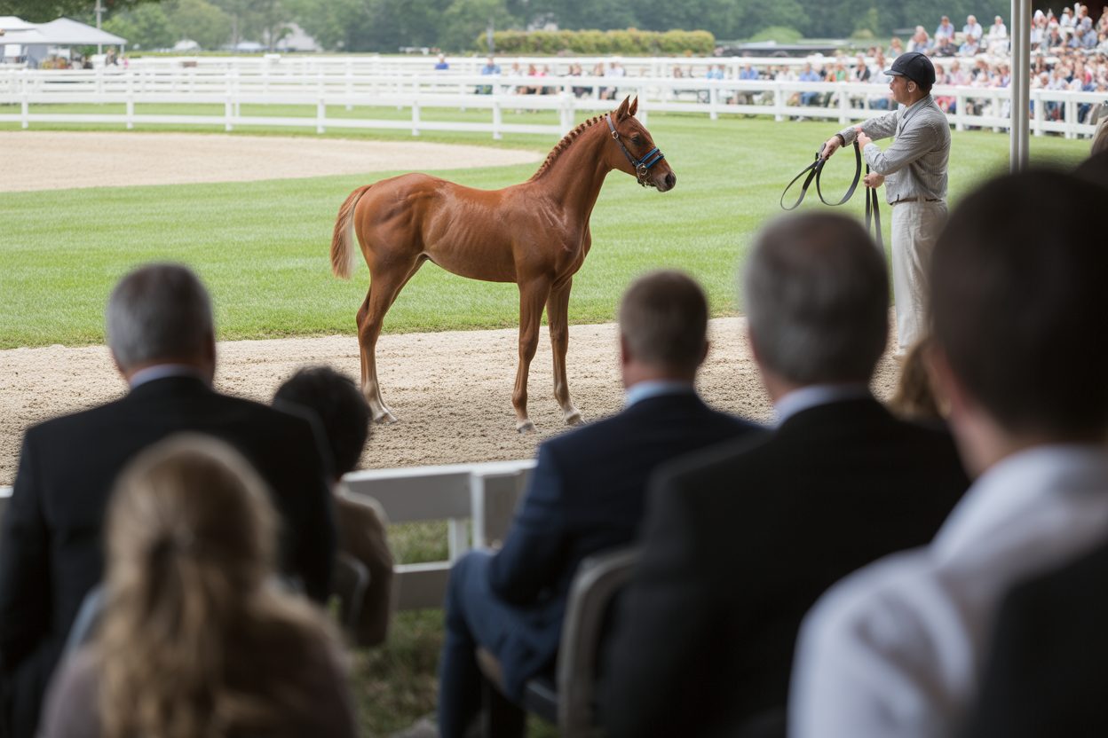 Qoudefoudre de Taille sacré champion suprême des foals normands 2026 à Saint-Lô Jeune poulain présenté en main lors d'une compétition équestre, sous le regard des juges