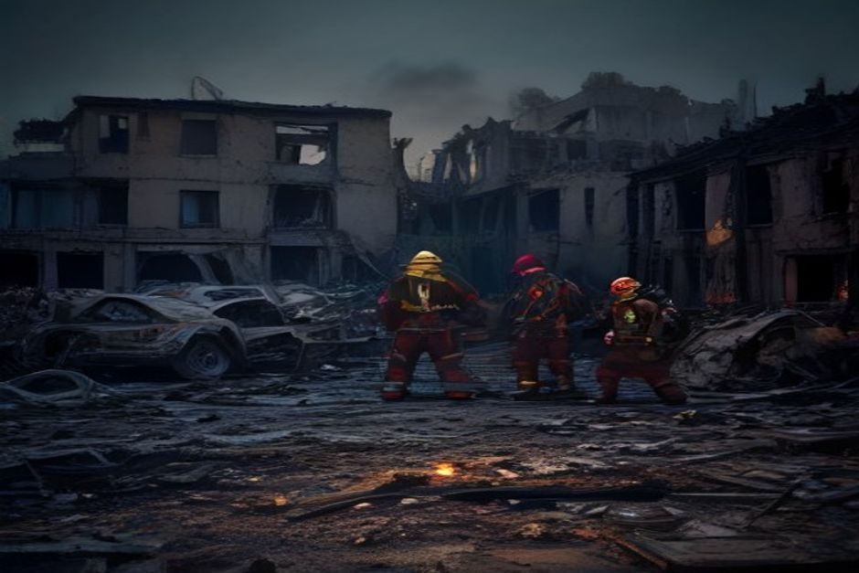Riec-sur-Bélon : un corps découvert dans les ruines d'un pavillon incendié Pompiers intervenant dans les décombres calcinés d'une habitation sinistrée