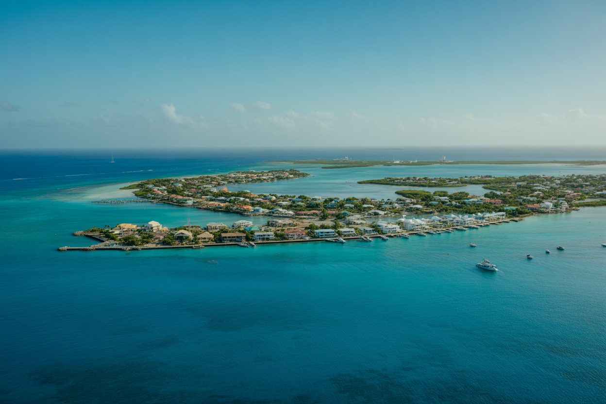 Saint-Barthélemy : 90 103 euros de PIB par habitant en 2023, le double de la France Vue aérienne d'une île caribéenne développée avec habitations modernes et infrastructure côtière