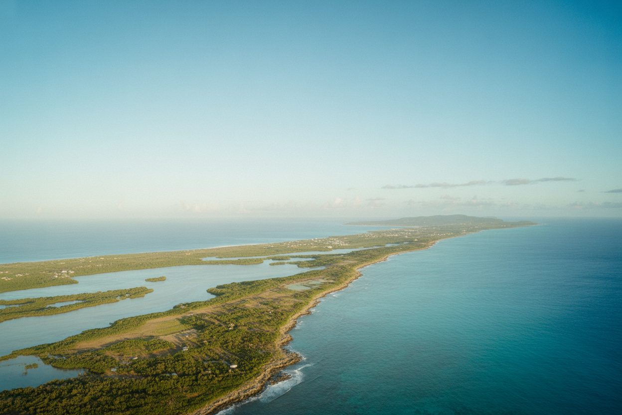 Saint-Martin : 378 ans après, l'Assemblée fixe enfin la frontière avec les Pays-Bas Vue aérienne d'une île caribéenne montrant la démarcation territoriale entre deux zones distinctes