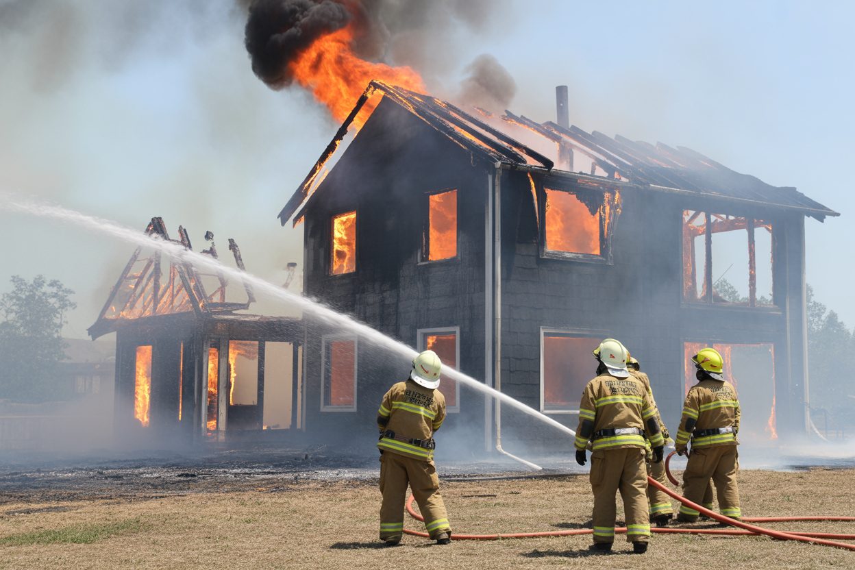 Saint-Martin-le-Beau : une maison ravagée par le feu malgré 44 pompiers mobilisés Pompiers en intervention face à un incendie ravageant une maison d'habitation