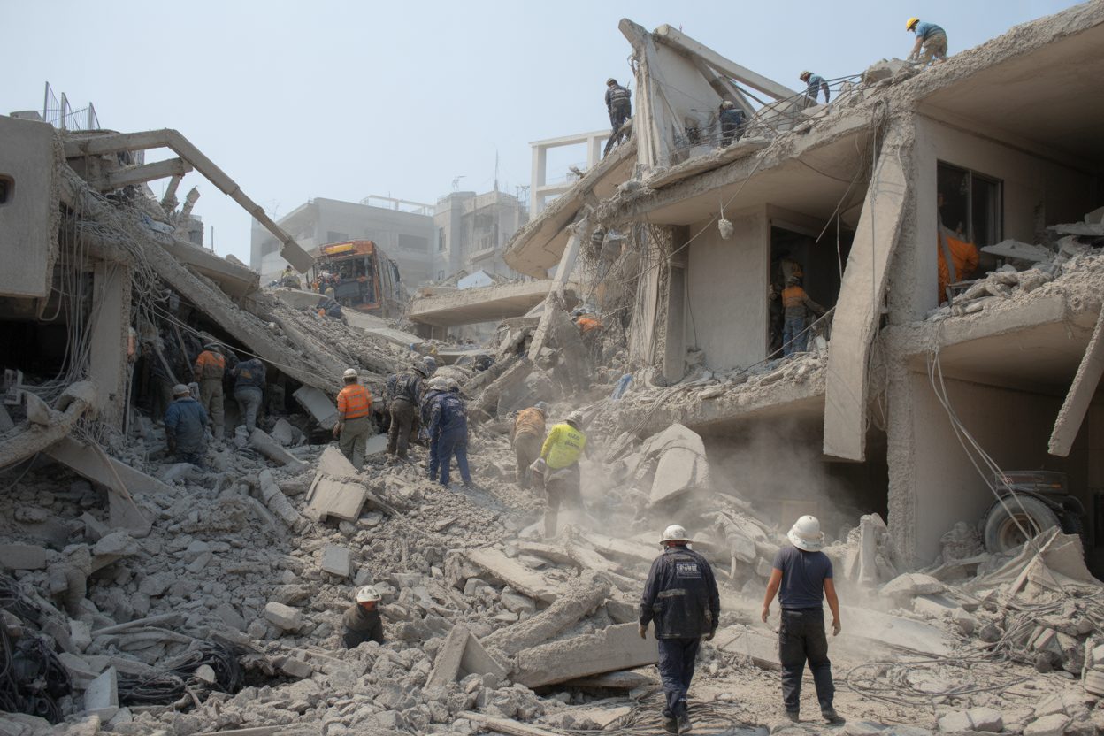 Séisme de magnitude 7,4 en Colombie : 132 morts, 570 blessés, course contre la montre dans les décombres Équipes de secours fouillant les décombres de bâtiments effondrés après un séisme