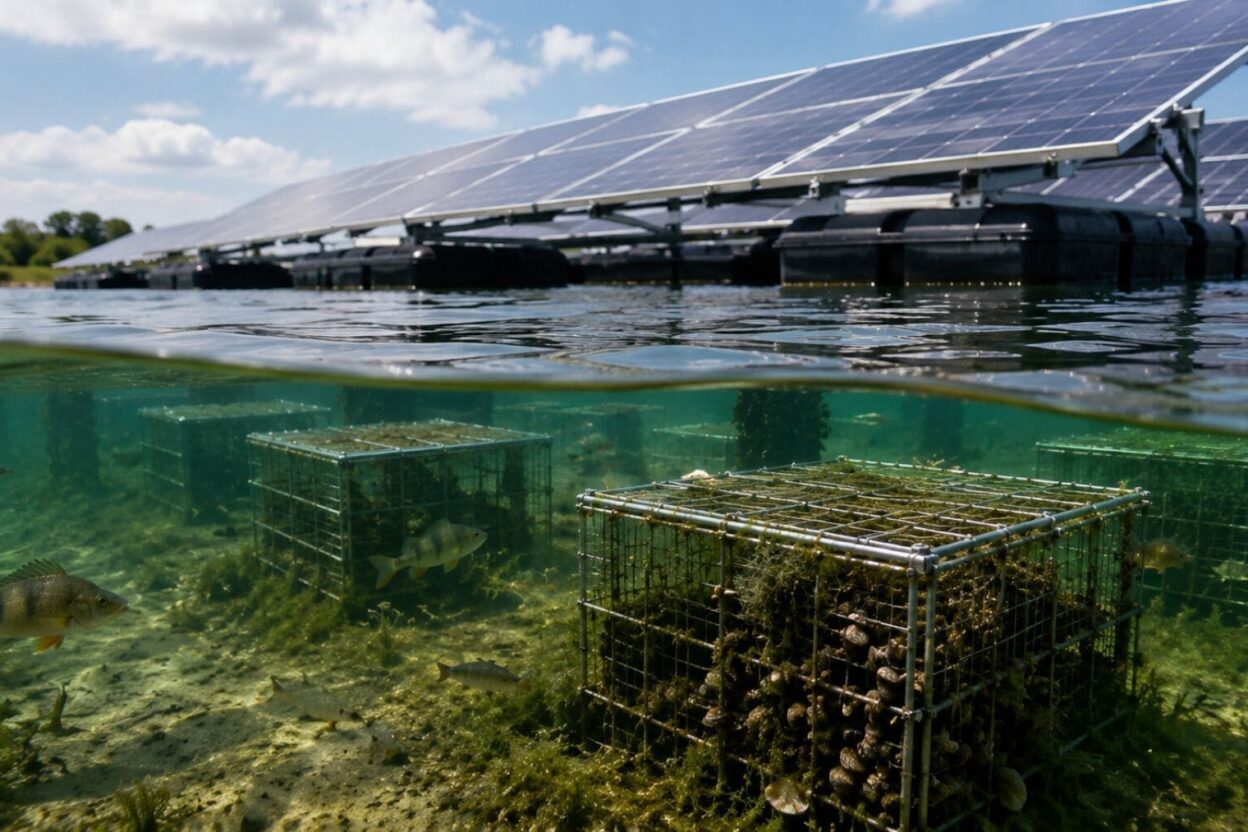 Solaire flottant aux Pays-Bas : sous 72 000 panneaux, un habitat de 431 poissons et 1 951 invertébrés