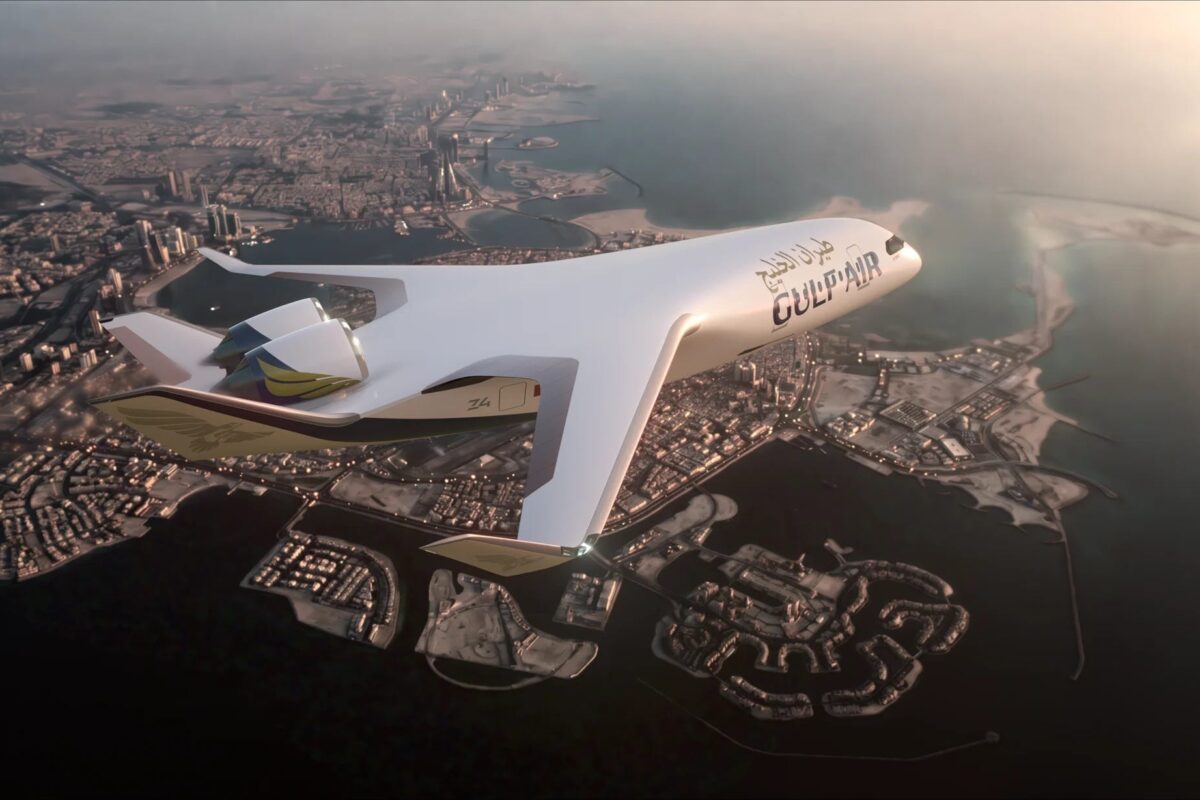 JetZero Z4 vu de profil avec architecture à fuselage intégré et ailes blended wing body