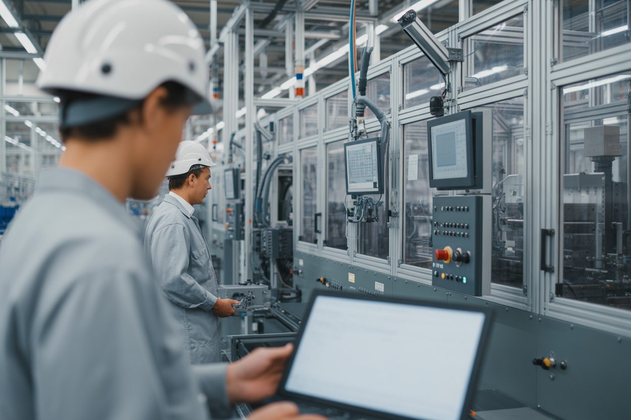 Thales, Safran, Rheinmetall : les analystes relèvent leurs objectifs sur fond de budgets militaires records en Europe Techniciens en tenue de securite dans une usine de fabrication de precision et technologie