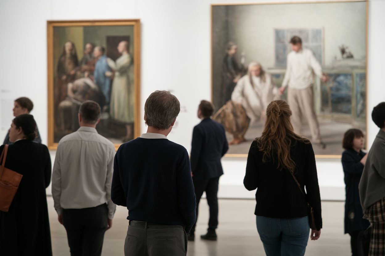 Trois expositions d'intérêt national en Bourgogne-Franche-Comté en 2026 Visiteurs découvrant une exposition d'art contemporain dans une galerie muséale