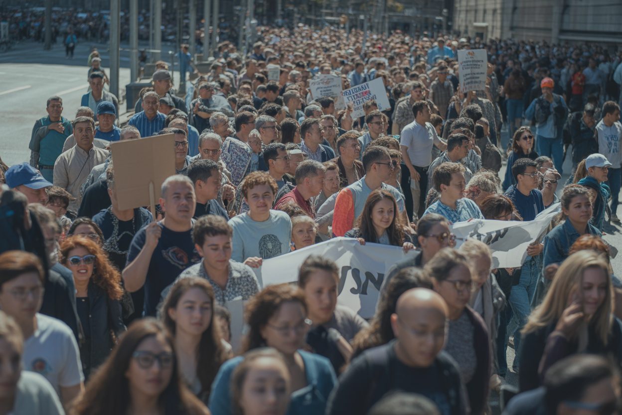 Tsoundzou : 700 personnes défilent contre les homicides, la mairie promet des actions Foule importante participant à une marche pacifique dans les rues, portant pancartes et banderoles