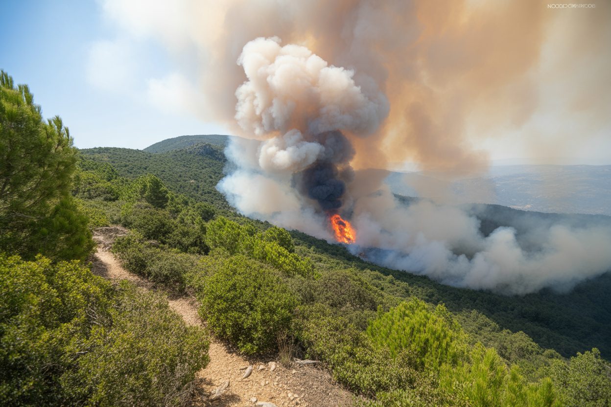Un point chaud ravive l'incendie du Tavignani : le Mare à Mare Nord fermé à Corte Un point chaud ravive l'incendie du Tavignani : le Mare à Mare Nord fermé à Corte