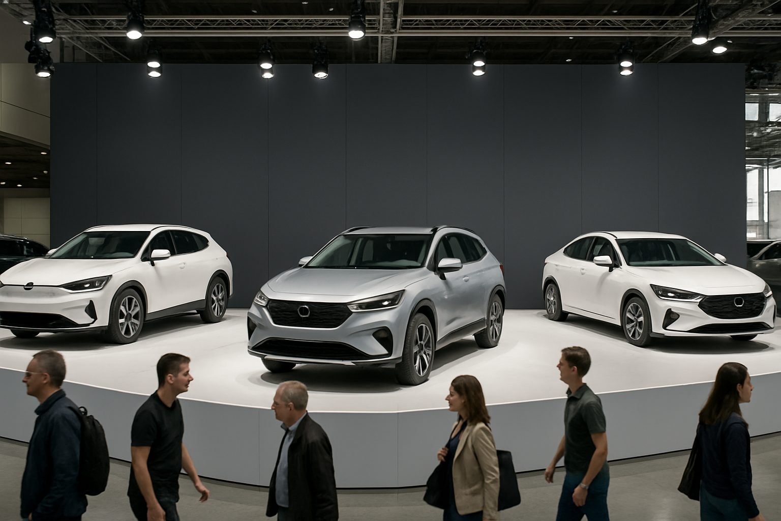 Mondial de l’Auto 2026 : 40 ans après la Citroën AX et la Renault 21, les nouveautés ont bien changé à Paris Nouveaux modèles automobiles exposés sur un stand moderne lors d'un salon international de l'automobile
